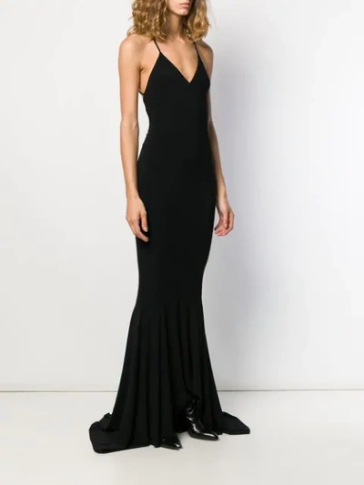 Norma Kamali Low Back Slip Mermaid Fishtail Gown In Nero