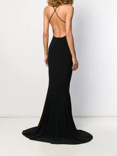 Norma Kamali Low Back Slip Mermaid Fishtail Gown In Nero