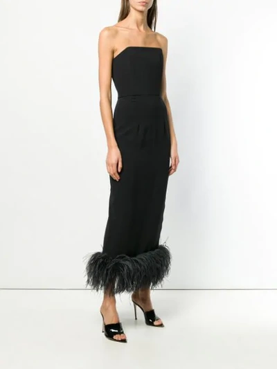 Shop 16arlington Feather Embellished Strapless Dress In Black