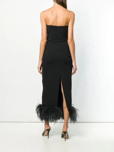 Shop 16arlington Feather Embellished Strapless Dress In Black