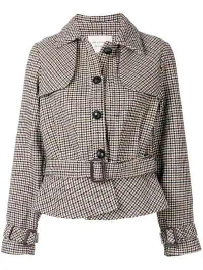 Shop Les Coyotes De Paris Houndstooth Cropped Jacket - Brown