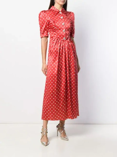 Shop Alessandra Rich Polka-dot Silk Midi Dress In Red