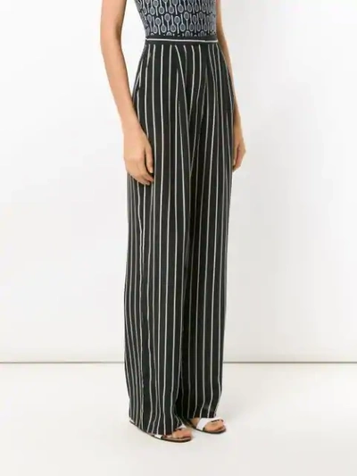 Shop Adriana Degreas Striped Trousers In Black