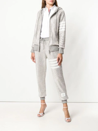Shop Thom Browne Allover Crystal Sweatpants In Grey