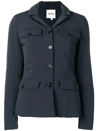 Shop Aspesi Padded Fitted Jacket In Blue