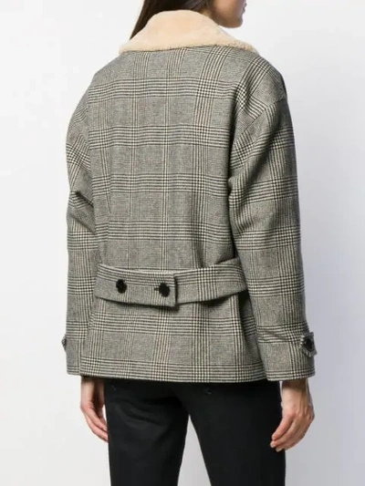 SAINT LAURENT HOUNDSTOOTH CROPPED COAT - 黑色