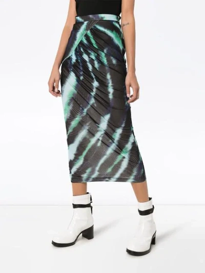Shop House Of Holland Wrap-around Tie-dye Midi Skirt In Green