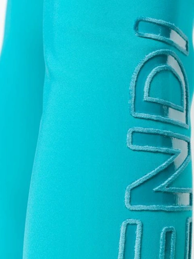 Shop Fendi Fitted Logo Leggings In Blue