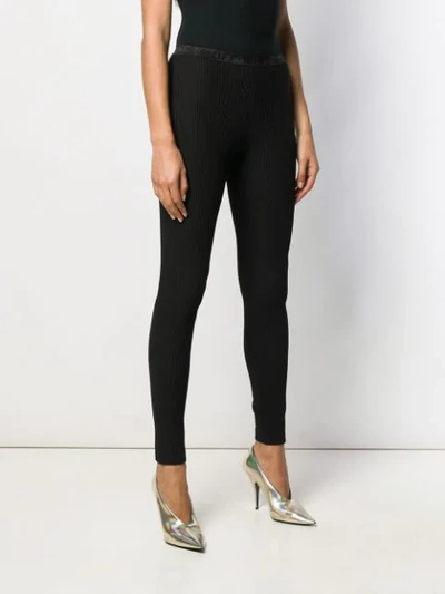 Shop Off-white Ribbed Leggings In Black