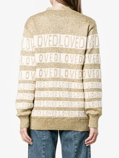 Shop Gucci 'loved' Oversized-cardigan In Neutrals