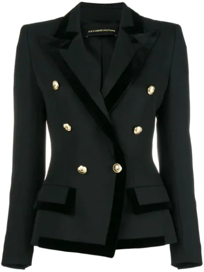 Shop Alexandre Vauthier Velvet Detailing Blazer In Black