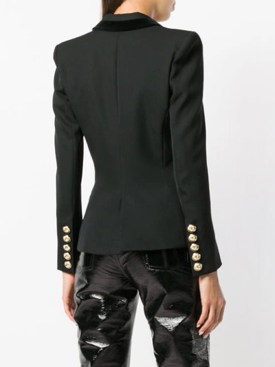 Shop Alexandre Vauthier Velvet Detailing Blazer In Black