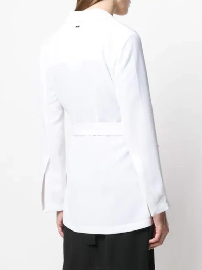 Shop Armani Exchange White Belted Jacket