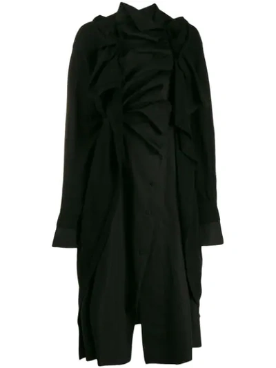 Shop Aganovich Ruffled Shirt Dress In Black