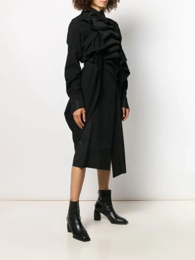 Shop Aganovich Ruffled Shirt Dress In Black