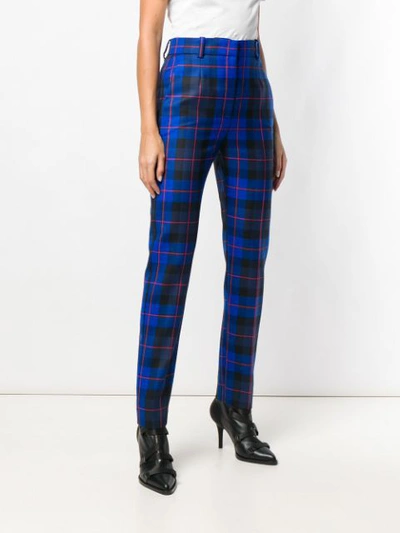 Shop Versace Check Tailored Trousers In Blue