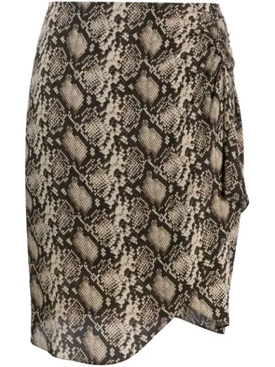 Shop Nili Lotan Snakeskin-print Mini Skirt In Brown