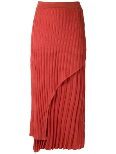 Shop Alcaçuz Pleated Knit Nubia Skirt In Orange