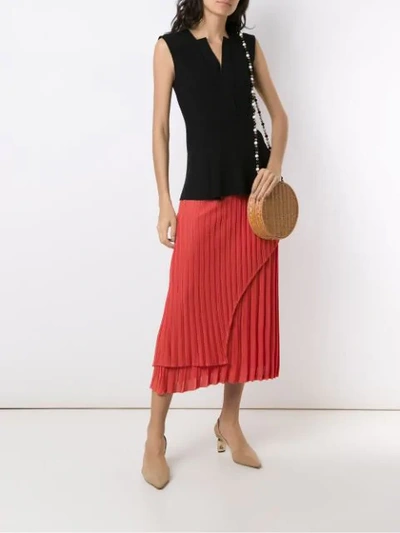 Shop Alcaçuz Pleated Knit Nubia Skirt In Orange