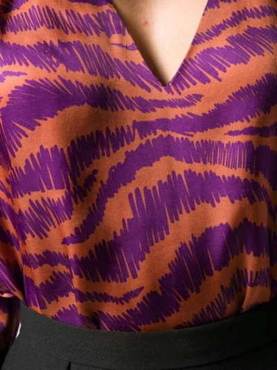 Shop Just Cavalli Animal Print Pussy Bow Blouse In Purple