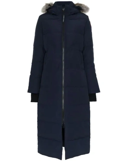 Shop Canada Goose Mystique Fur Trim Coat In Blue