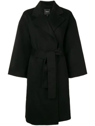 Shop Theory Cocoon Coat In Black