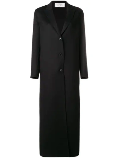 Shop Valentino Long Buttoned Coat - Black