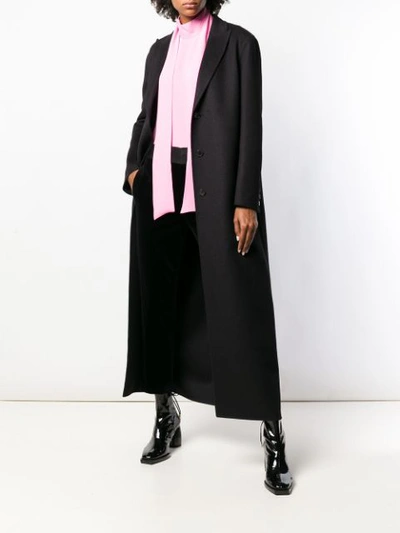 Shop Valentino Long Buttoned Coat - Black