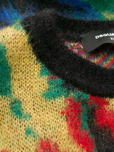 Shop Dsquared2 Patterned Fuzzy Knit Jumper In Black