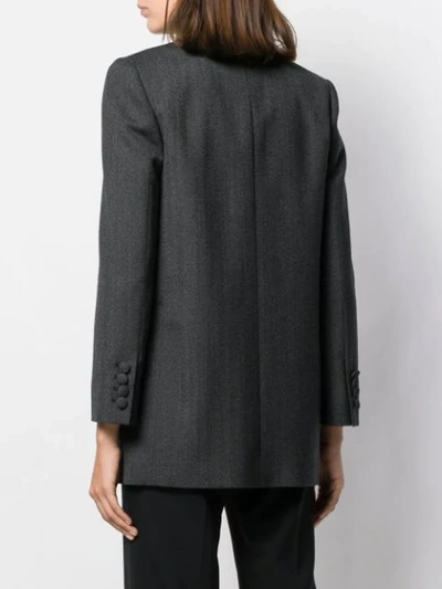 Shop Miu Miu Double Breasted Wool Blazer In Grey