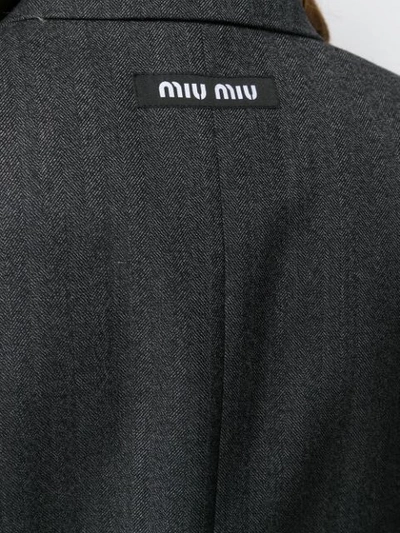 Shop Miu Miu Double Breasted Wool Blazer In Grey