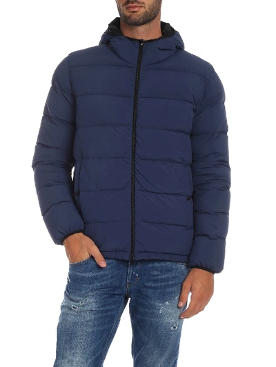 Shop Herno Reversible Hooded Down Jacket In Bluette/nero