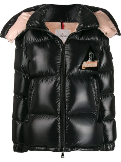 Shop Moncler Logo Patch Puffer Jacket In Black