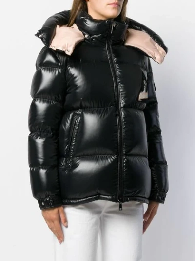 Shop Moncler Logo Patch Puffer Jacket In Black