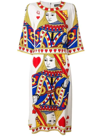 Shop Dolce & Gabbana Queen Of Hearts Dress In Multicolour
