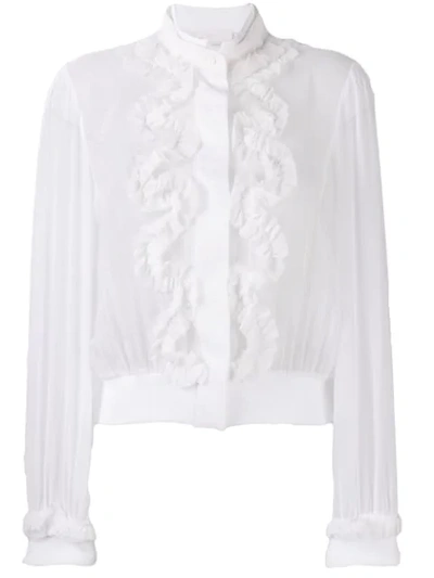 GENNY RUFFLE FRONT BLOUSE - 白色