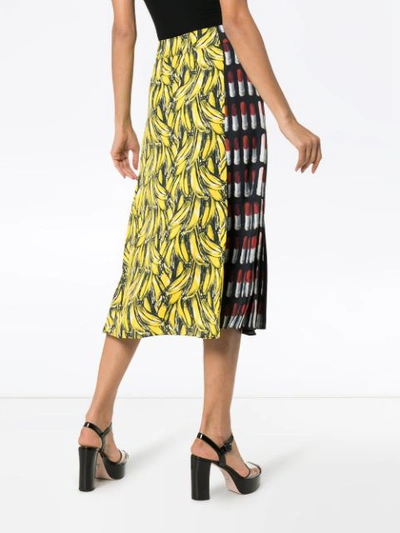 Shop Prada Lipstick Banana-print Skirt In Black