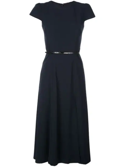 Shop Elie Tahari Miciela Belted Midi Dress In Blue