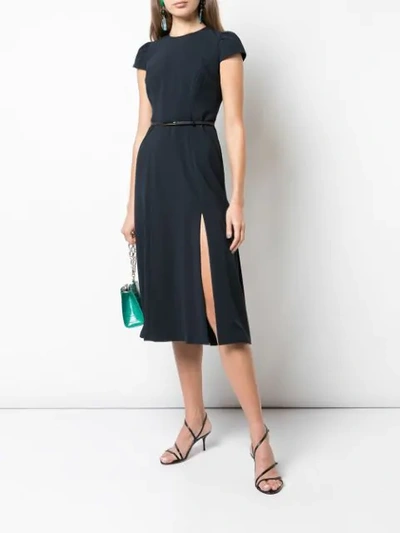 Shop Elie Tahari Miciela Belted Midi Dress In Blue