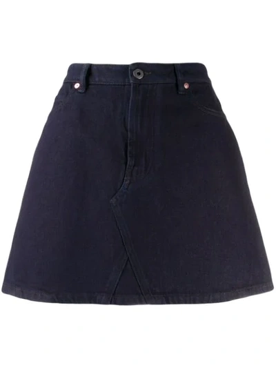 Shop Valentino Vlogo Denim Skirt In Blue