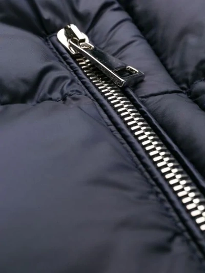 Shop Moncler Velvet Collar Padded Jacket In Blue