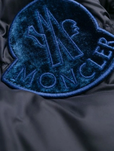 Shop Moncler Velvet Collar Padded Jacket In Blue