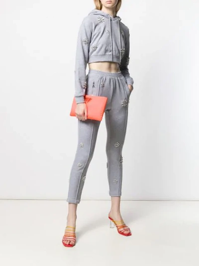 Shop Area Embellished Cropped Hoodie In Grey