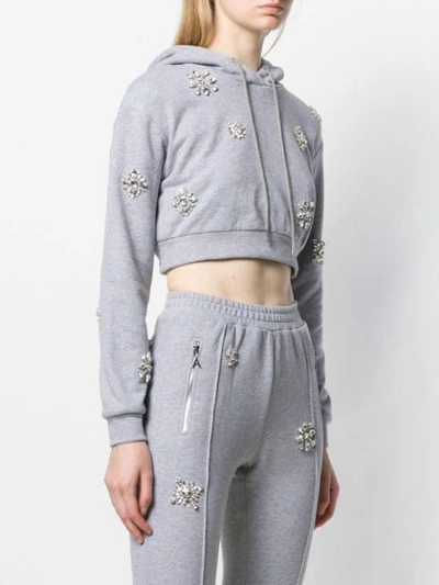 AREA EMBELLISHED CROPPED HOODIE - 灰色