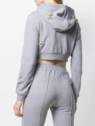 Shop Area Embellished Cropped Hoodie In Grey