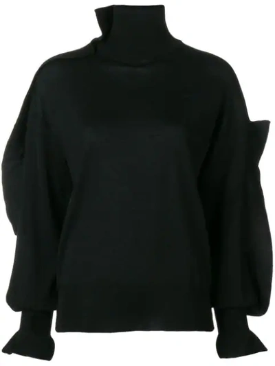 Shop Laneus Fitted Roll Neck Sweater - Black