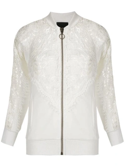 Shop Andrea Bogosian Pavan Lace Panelled Jacket In White