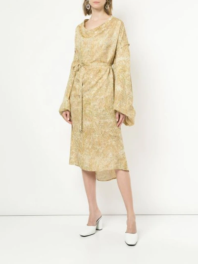 Shop Lemaire Belted Floral Dress - Yellow