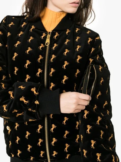 Shop Chloé Horses Embroidered Bomber Jacket - Black