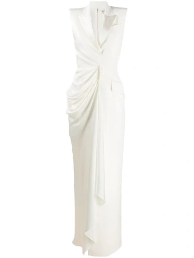 Shop Alexander Mcqueen Draped Tuxedo Gown In White